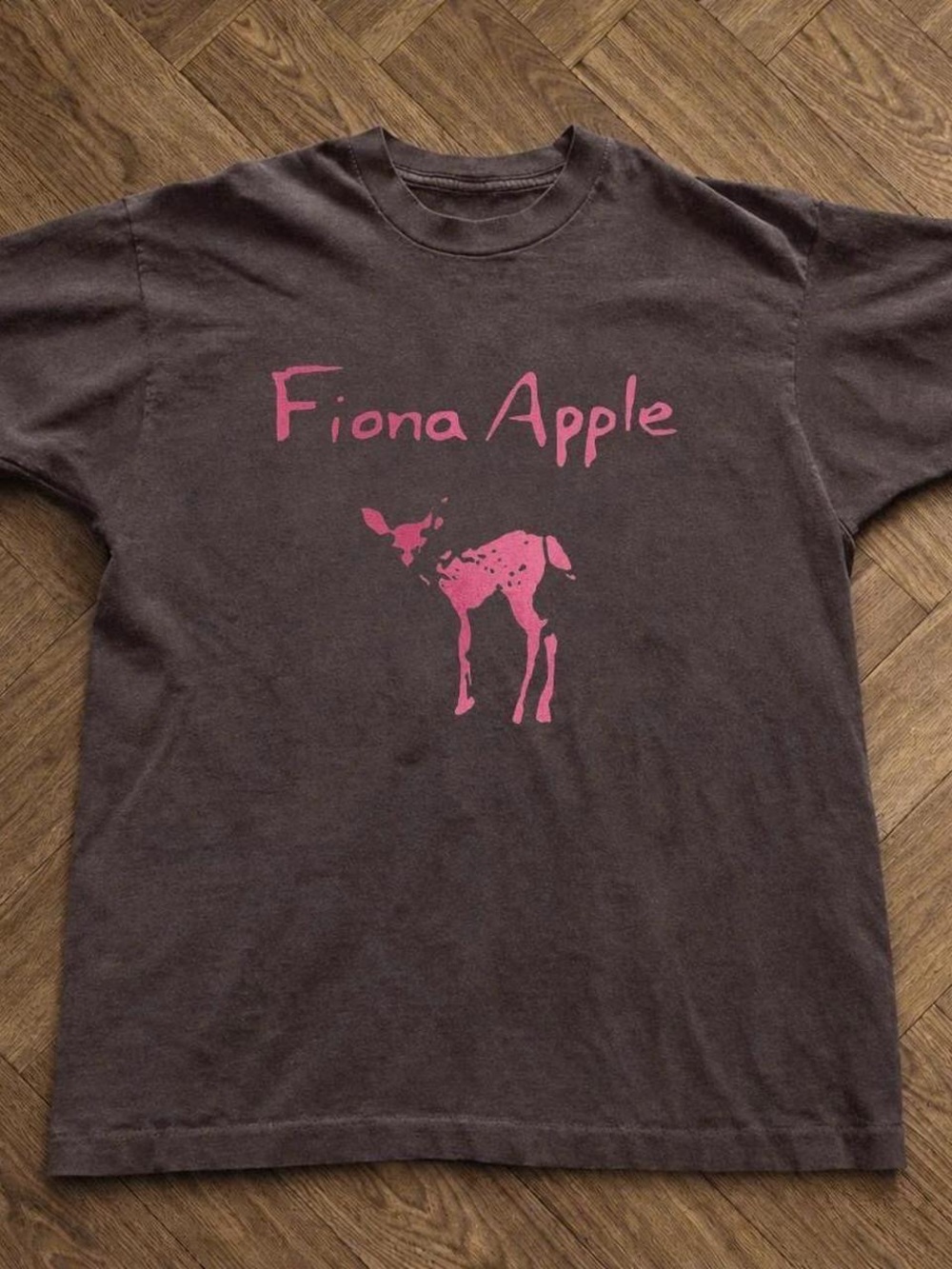Gildan Brown Short Sleeve Tee with Pink Fiona Apple Graphic